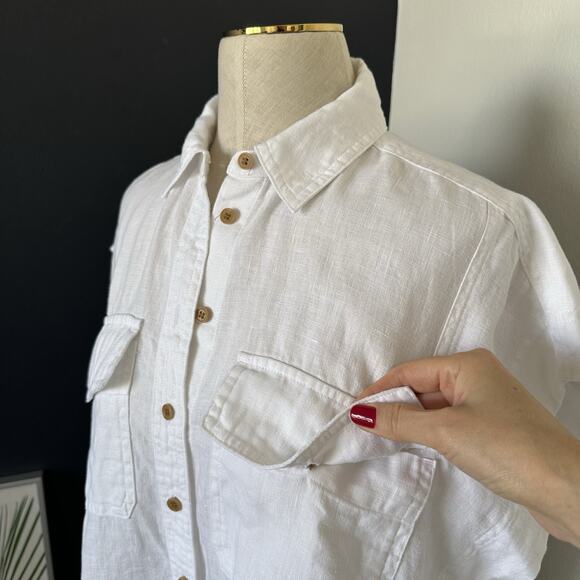 MADEWELL Linen Shirt Women Flap-Pocket Button Up NO994 - Picture 7 of 12